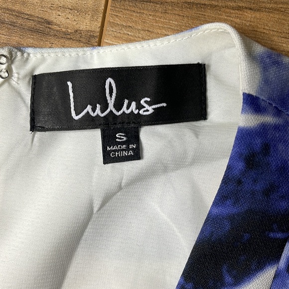 Lulus Seeing Chic Blue and Ivory Print Skater Dress NWT Size S - Picture 9 of 13